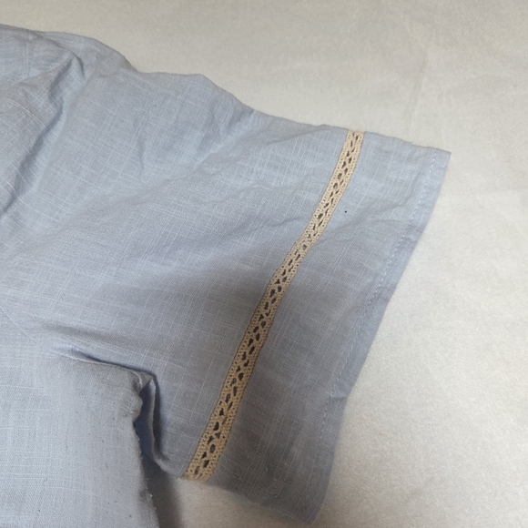 Praire Shirt Embroidered Light Blue Tunic Top Youthful - Picture 5 of 15